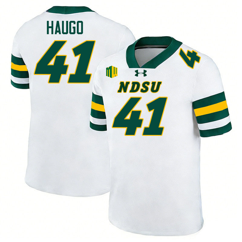 North Dakota State Bison #41 Peder Haugo College Football Jerseys,Uniforms-White